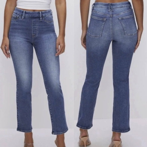 Good American Good Legs Straight Power Stretch- Pull On Denim Jeans- Small NWT - Picture 8 of 9